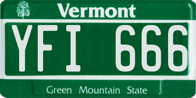 VT license plate YFI666