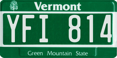 VT license plate YFI814