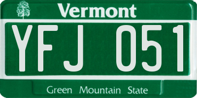 VT license plate YFJ051