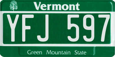 VT license plate YFJ597