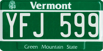 VT license plate YFJ599