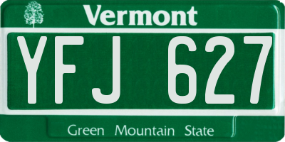 VT license plate YFJ627