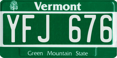 VT license plate YFJ676