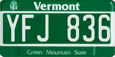 VT license plate YFJ836