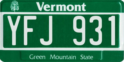 VT license plate YFJ931