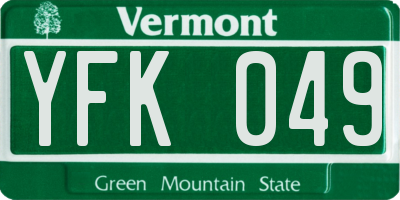 VT license plate YFK049
