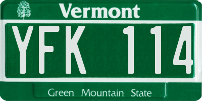 VT license plate YFK114