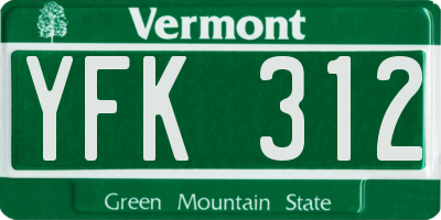 VT license plate YFK312