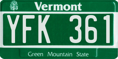 VT license plate YFK361