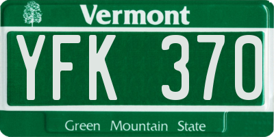 VT license plate YFK370