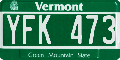 VT license plate YFK473