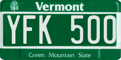 VT license plate YFK500