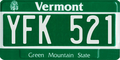 VT license plate YFK521