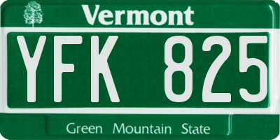 VT license plate YFK825