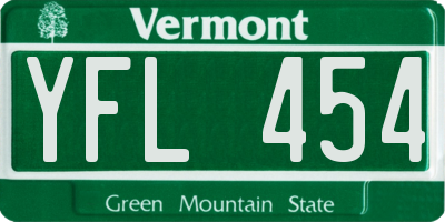 VT license plate YFL454
