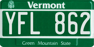 VT license plate YFL862