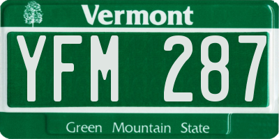 VT license plate YFM287