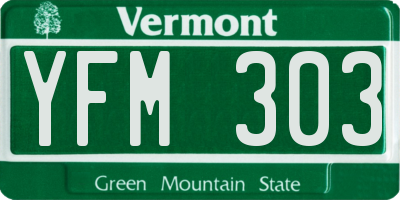 VT license plate YFM303