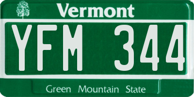 VT license plate YFM344