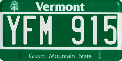 VT license plate YFM915