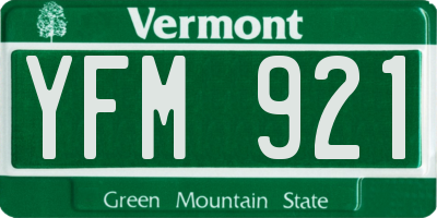 VT license plate YFM921