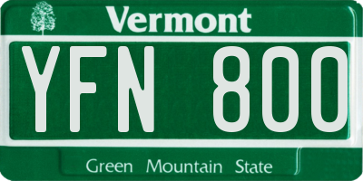 VT license plate YFN800