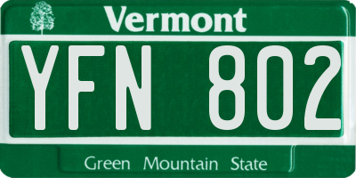 VT license plate YFN802