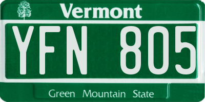 VT license plate YFN805