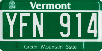 VT license plate YFN914