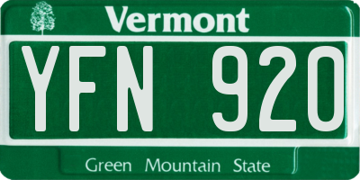 VT license plate YFN920