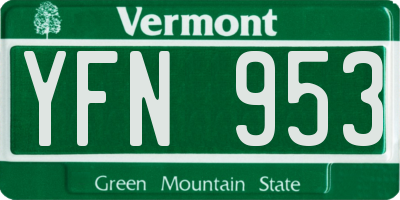 VT license plate YFN953