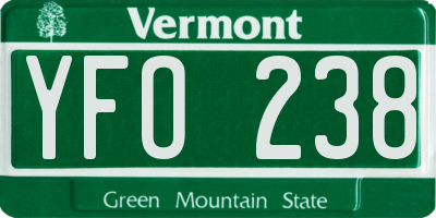 VT license plate YFO238