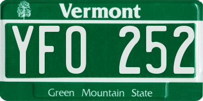 VT license plate YFO252