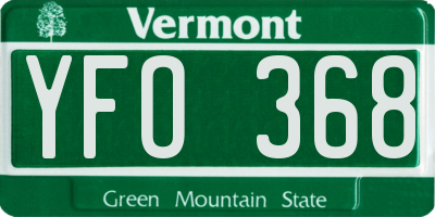 VT license plate YFO368
