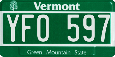 VT license plate YFO597
