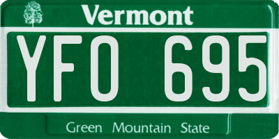 VT license plate YFO695