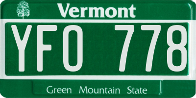 VT license plate YFO778