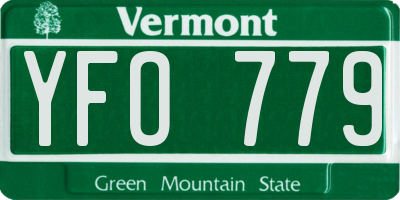 VT license plate YFO779