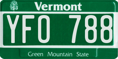 VT license plate YFO788