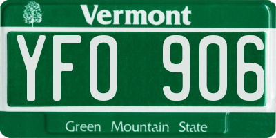 VT license plate YFO906