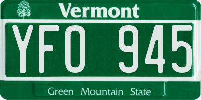 VT license plate YFO945