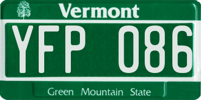 VT license plate YFP086