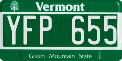 VT license plate YFP655