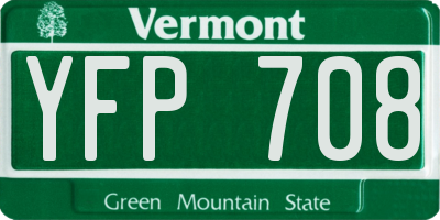 VT license plate YFP708