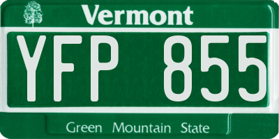 VT license plate YFP855