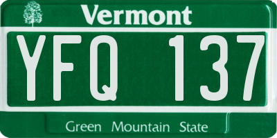 VT license plate YFQ137