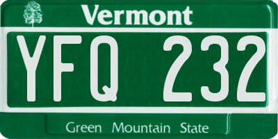 VT license plate YFQ232