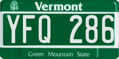 VT license plate YFQ286