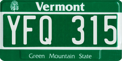 VT license plate YFQ315