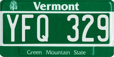 VT license plate YFQ329